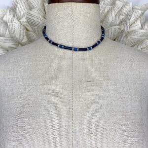 Blue Wood Bead Coconut Girl Necklace